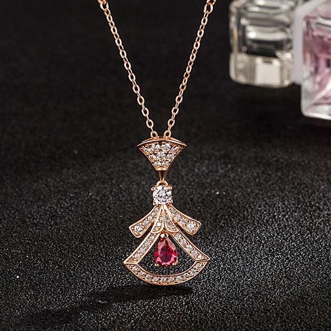 

Sparkling Ruby Choker Necklace - 18K Gold Plated Layering Chain with Crystal Border, Dainty Everyday Jewelry Gift