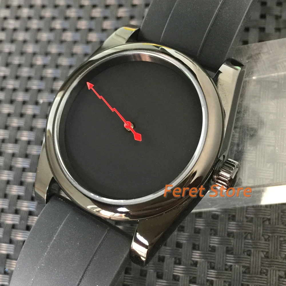 BLIGER New 36/39MM Men's Watch Sterile Black Dial Red watch needle 904L Black Electroplated Case Waterproof watch