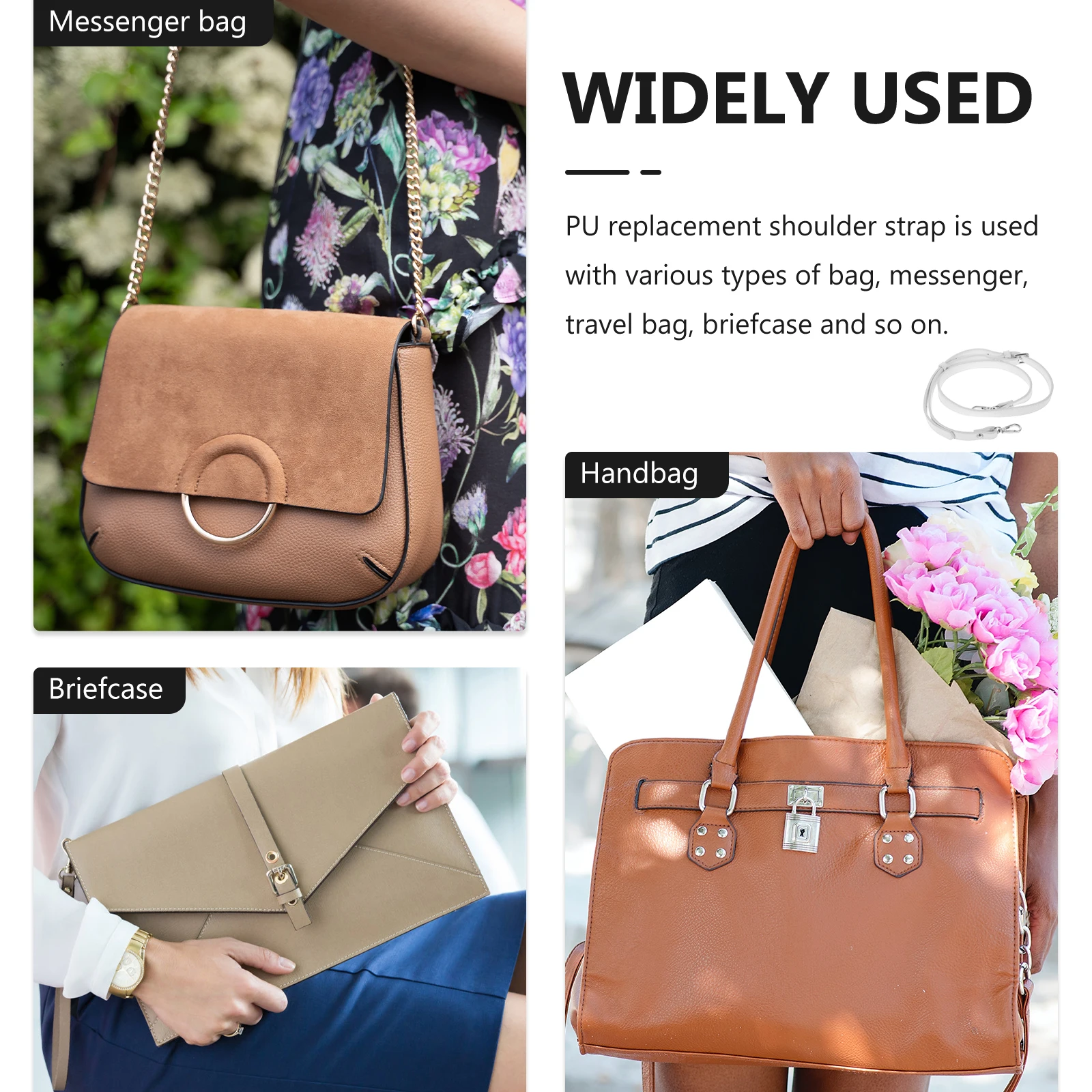 

Adjustable Shoulder Strap for Women PU Bag Replacement Luggage Work Long Decorative Comfortable Crossbody Gym Briefcase