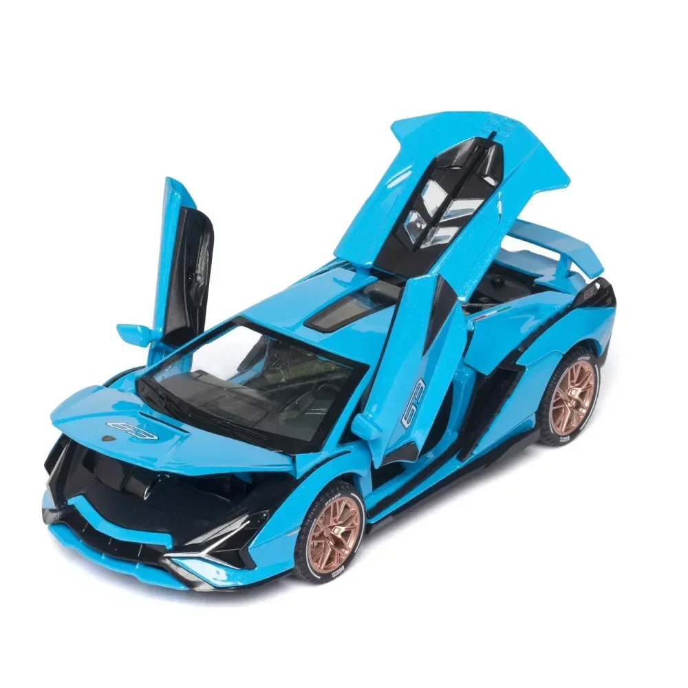 1:32 Lamborghini Sian Sports Car Simulation Diecast Metal Alloy Model car Sound Light Pull Back Collection Kids Toy Gifts A243