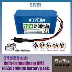 New 18650 3S7P 12V 24500mAh Lithium Battery Pack with Built-in Smart BMS Electric Unicycle Electric Wheelchair + 12.6V3A Charger