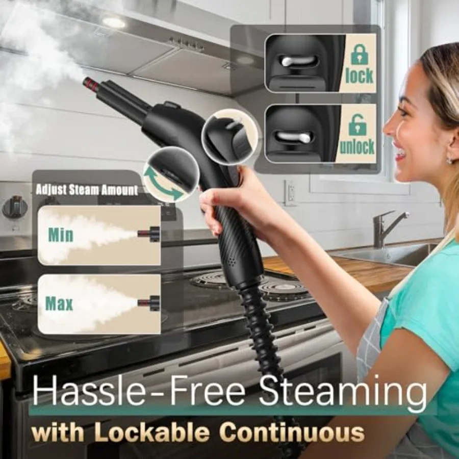 Pembersih Uap dengan 28 Aksesori untuk Rumah 1800W Alat Pel Uap Serbaguna yang Kuat dengan Tangki 1.5L untuk Pembersihan Lantai Bebas Bahan Kimia