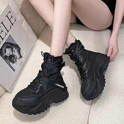 Luxury Platform Ankle Boots Women Chunky Thick Sole Lace Up Motorcycle Boots for Women Light Cozy Non-slip Shoes Botas De Mujer