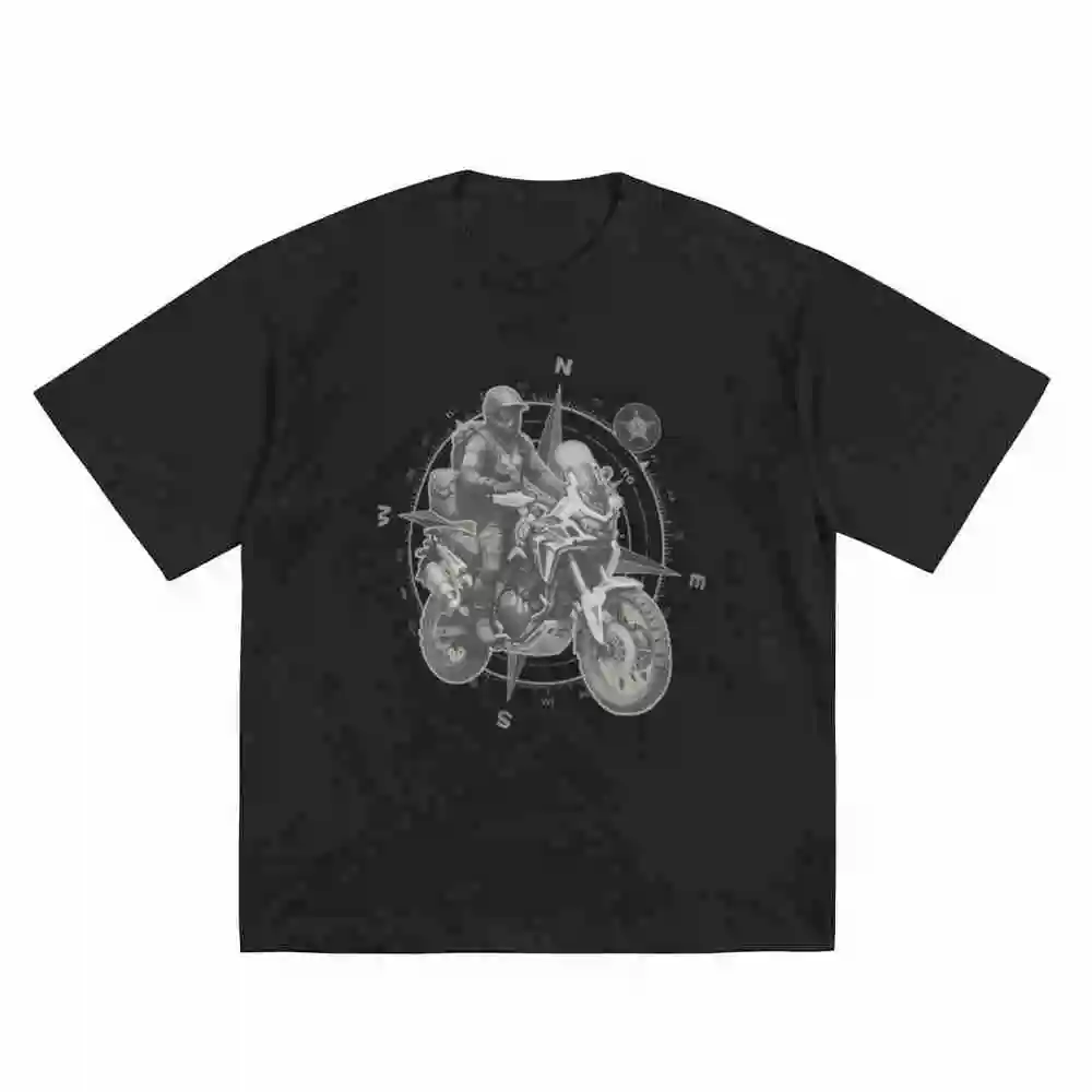 Motorcycle Adventure Travel ADV Riding Chief Short Sleeve Tee 100% Cotton T-Shirt