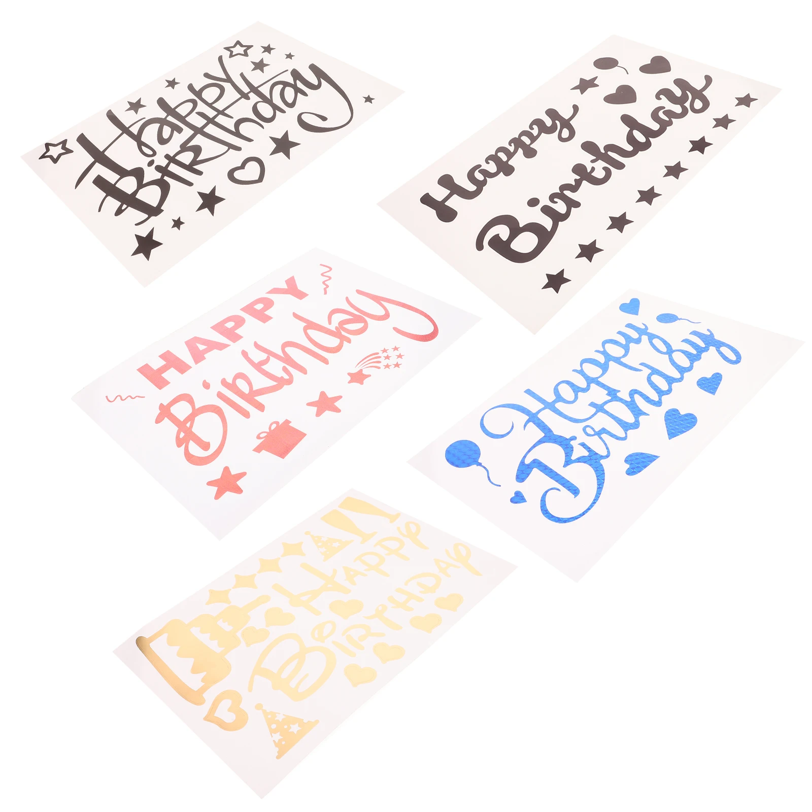 

5 Pcs Birthday Stickers Balloons Universal Color Cake Red Party Supplies Decals Walls Windows Decor