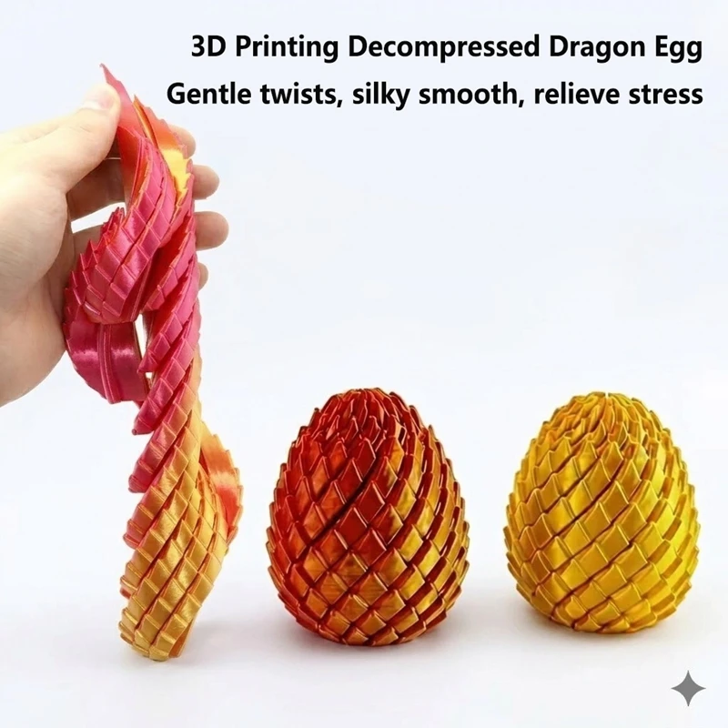 3D 프린팅 드래곤 에그 스트레스 해소 장난감 피젯 가젯 스트레스 해소 변형 가능한 트위스트 에그 장난감 데스크탑 장식품 홈 데코레이션 썸네일 2