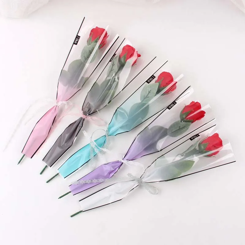 5Pcs/lot Single Bouquet Transparent Flower Wrapping Bags Clear Gift Packing Bags for Florist Wedding Birthday Packaging Supplies