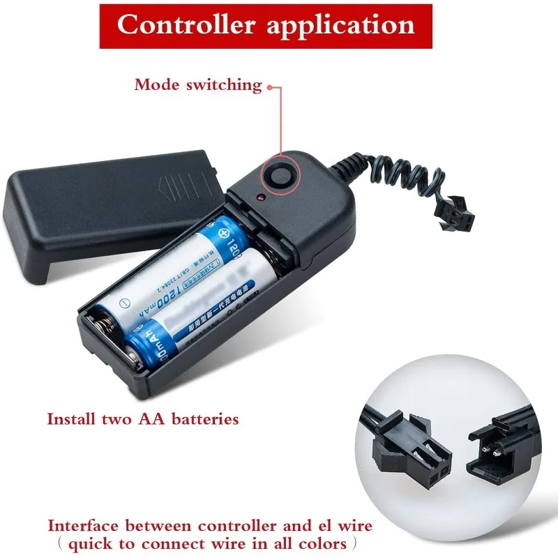 1/3 متر 9ft EL سلك النيون متوهجة Strobing الكهربائية ضوء El سلك بطارية حزمة للحفلات لوازم الديكور هالوين