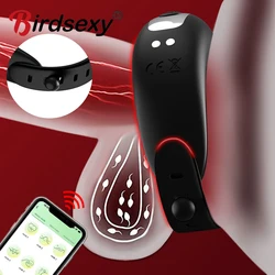 Adjustable Cock Ring Vibrator Men Penis Ring APP Control Ejaculation Delay Erection Testis Cockring Adult Sex Toys for Couples