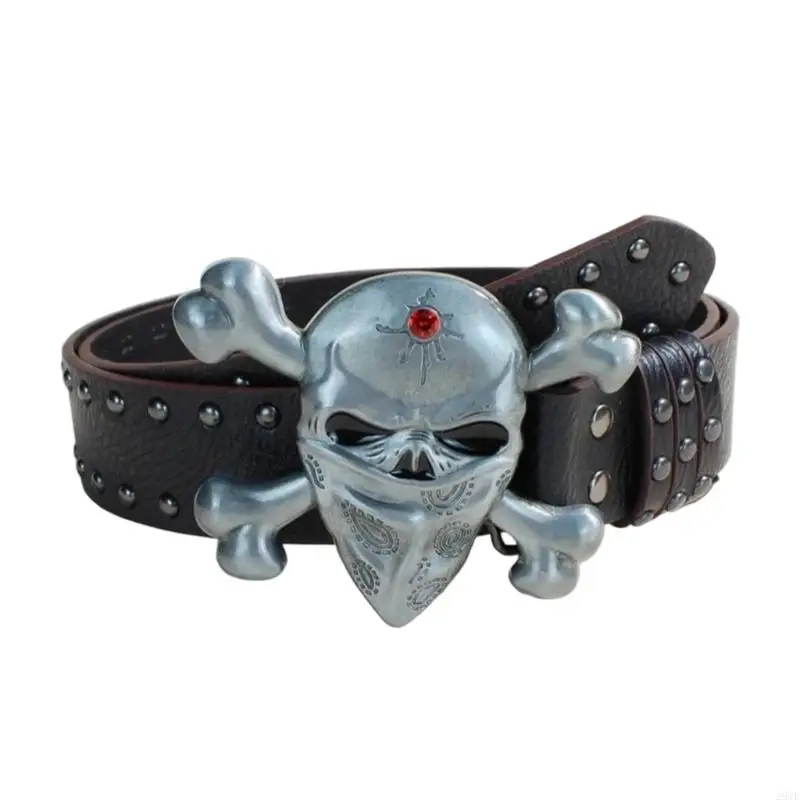 حزام PU بتصميم جمجمة أنيق جديد لعام 2025 بطول قابل للتعديل لعشاق أزياء الشارع #1