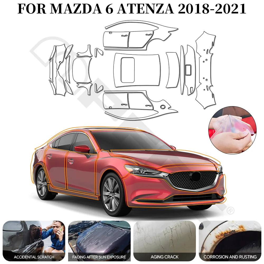 

For Mazda6 Atenza 2018-2021 PPF Car Film 9Mil Pre-Cut Paint Protection Film TPU Invisible Anti-scratch Vinyl Wrap Film