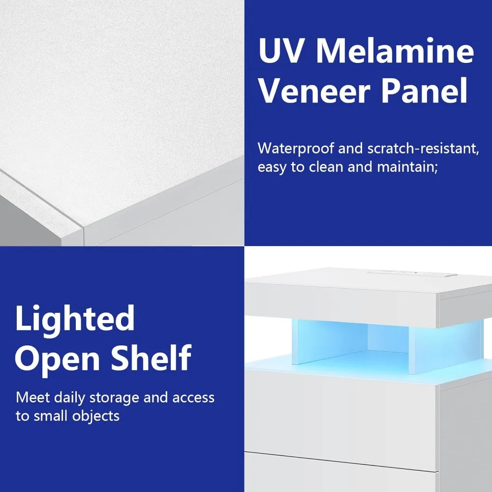 โต๊ะข้างเตียงอัจฉริยะ LED รุ่นใหม่ พร้อมที่ชาร์จไร้สายและพอร์ต USB-C สำหรับใช้งานข้างเตียง