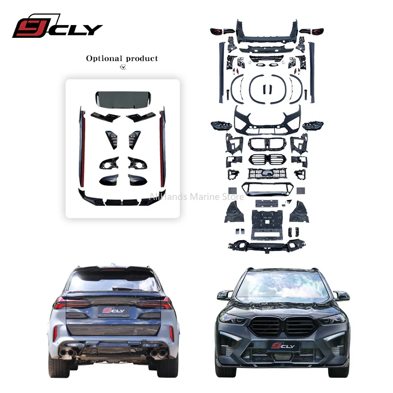 For 19-23 X5 G05 Upgrade 24 X5M Bodykit Bumper Lamp Wheel Arch Side Skirt Diffuser Exhaust Tip Option LVT Spoiler Mirror Cap