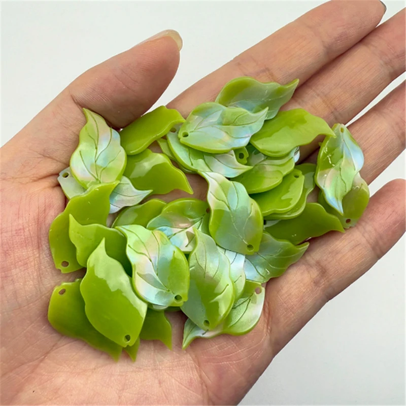 20pcs/lot new acetic acid leaves flower beads resin Petals charm connectors for diy earrings hair jewelry making accessories