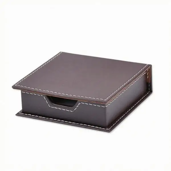 2-6pack Lidded Desktop Box Textile Lined PU Leather Desk Box Note Card Holder