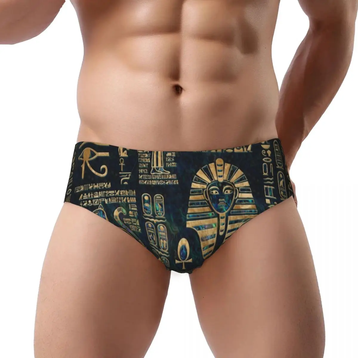 

Мужские мужские египетские иероглифы и божество на заказ, мужские короткие трусы, мужское комфортное нижнее белье, трусы