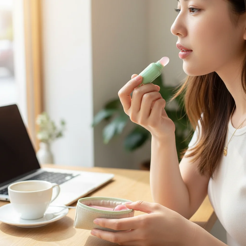 Reisegröße Silikon-Lippenpinsel, Mehrzweck-Applikator für Lippenstift, Rouge und Concealer mit Staubschutzkappe, leicht zu transportierendes Make-up-Tool