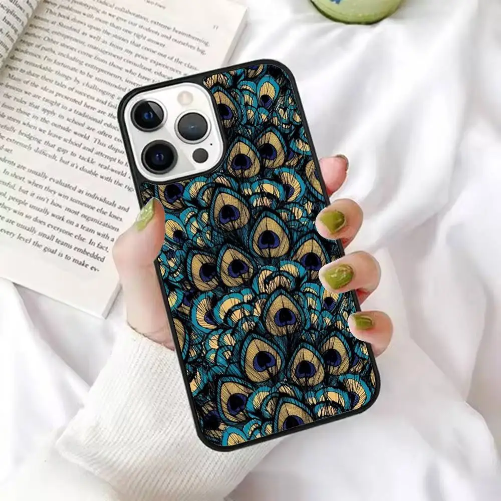 

1pc Peacock Pattern Phone Case Strong Magnetic For IPhone 16 15 14 13 Pro Max 11 12 Mini