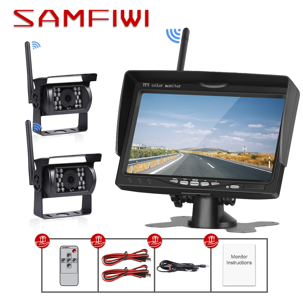 

7" High Definition Wireless Truck Car Monitor CMOS IR Night Vision Reverse Backup Wifi Camera Parking System