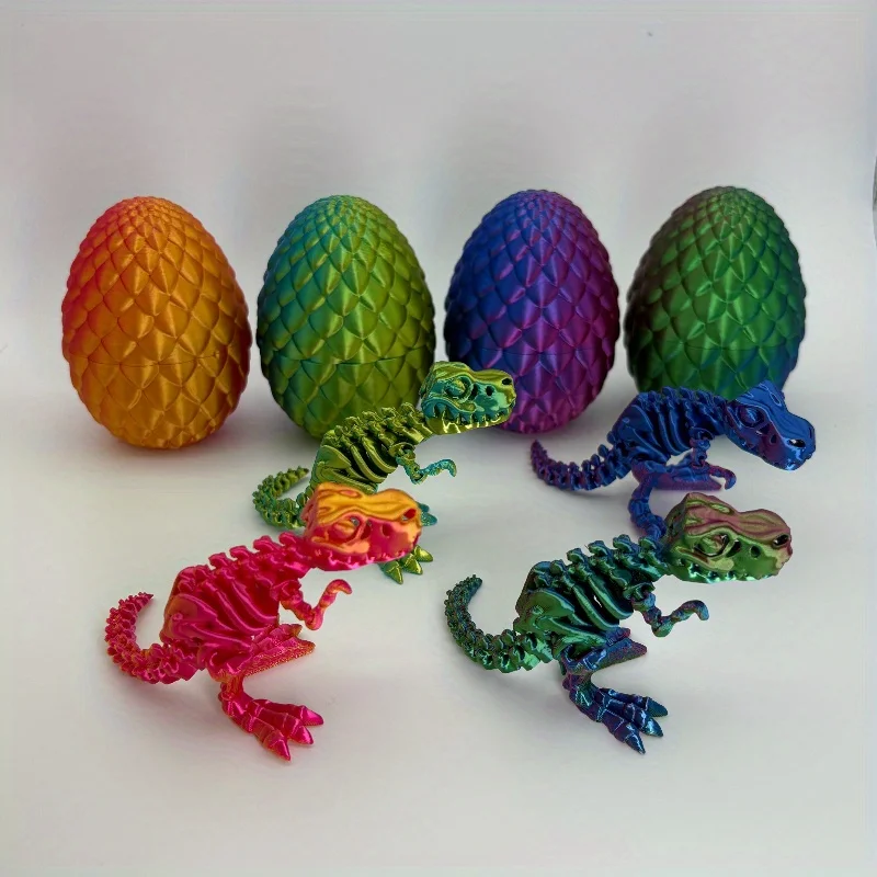 3D Printed Dinosaur Egg Big-mouth Dinosaur Model with Articulated Indominus Rex 3D Printed Dinosaur Toy Children Birthday Gifts
