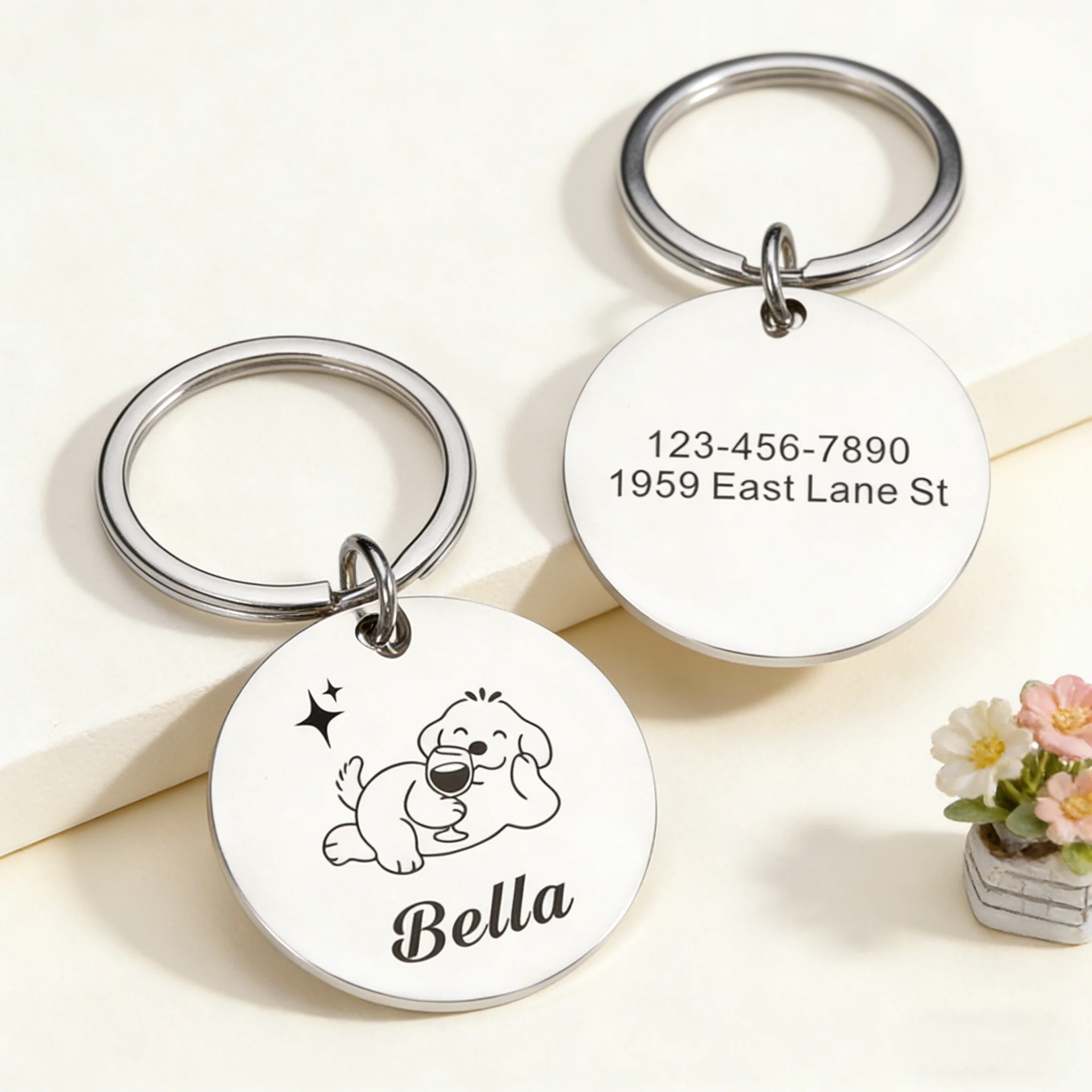 Customized stainless steel fun little dog holding wine glass