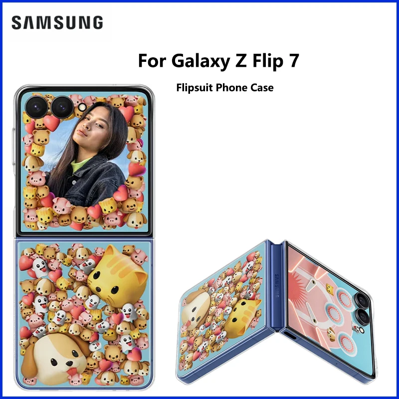 Original Samsung For Galaxy Z Flip7 Flipsuit Phone Case Protective Cover Interchangeable Card LED Lights EF-ZF766
