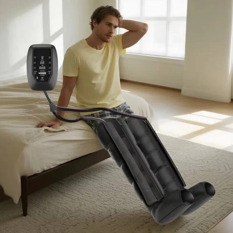 

8-камерный воздушный компрессионный прибор для облегчения икр, устройство для массажа ног, разминающий массажер, беспроводной массажер для широких ног икр