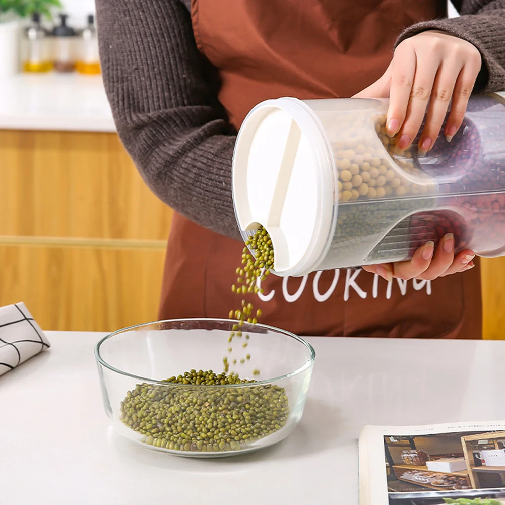 

1Pc Plastic Grain Storage Tank Food Grade Transparent Sealed Can Compartmented Kitchen Cereal Organizer Moisture Proof Freshness