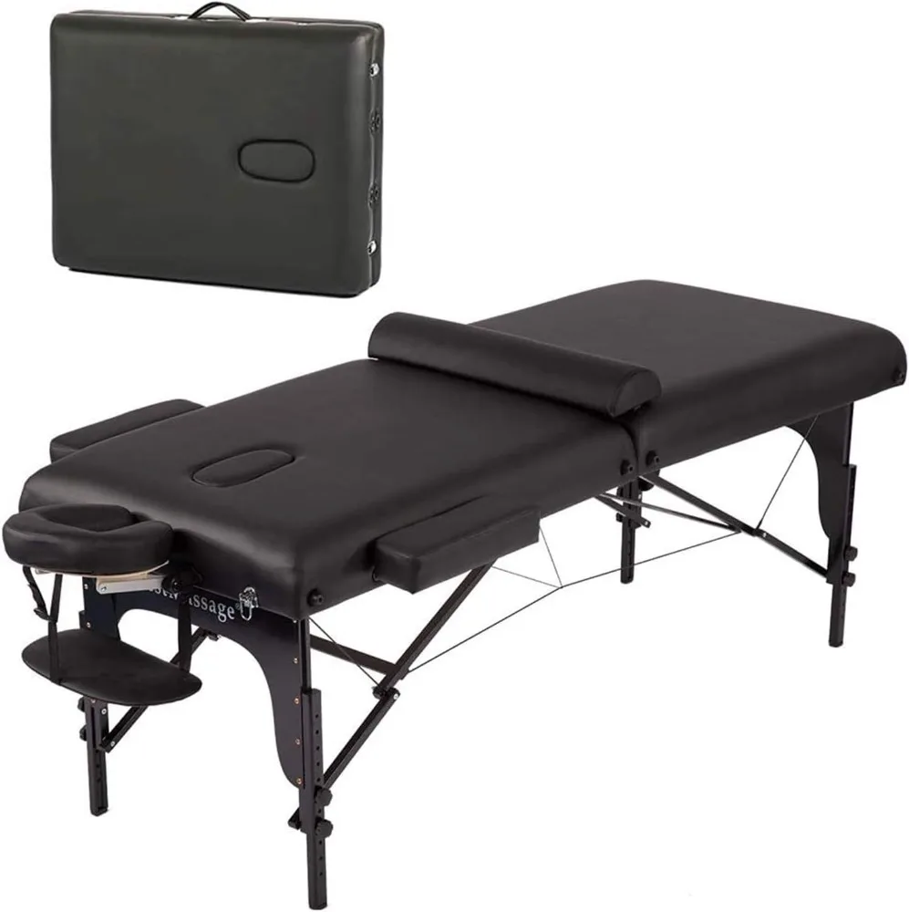 

Massage Table Portable Massage Bed Spa Bed 77 Inches Long 30 Inches Wide Height Adjustable 2 Fold PU Bed Carry Case Facial