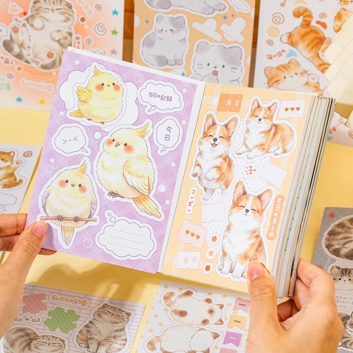 20 sheets Healing Kawaii Animal Writable Journal Sticker Set, Handwriting Message Decor Stickers for Scrapbook DIY Supplies