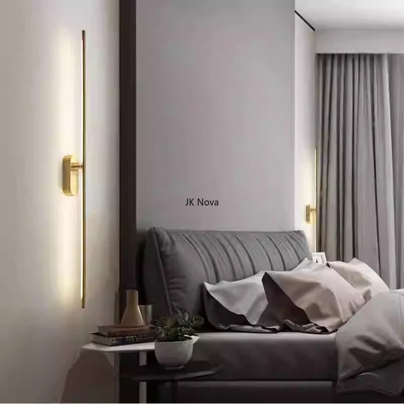 Rotating Minimalist Copper Bedroom Bedside Wall Lamp Post-modern Living Room Sofa Dressing Table LED Creative Lighting Fixtures
