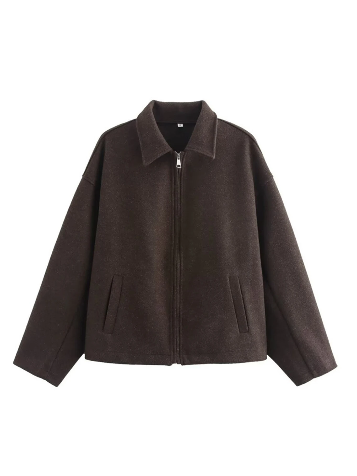 Women's Woolen Zipper Jacket Elegant Lapel Long Sleeve Blazer Thick Warm Short Coats Vintage Autumn Winter Streetwear Outerwear 9