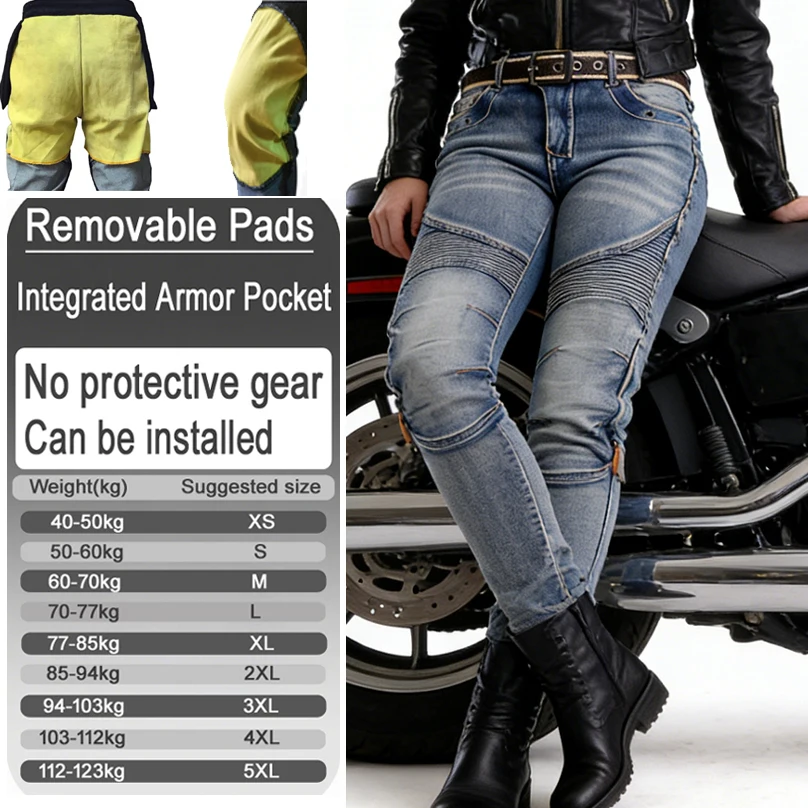 Women off road motorcycle jeans kevlar Windproof abrasion resistant riding trousers with Armor pockets Armor Not Included