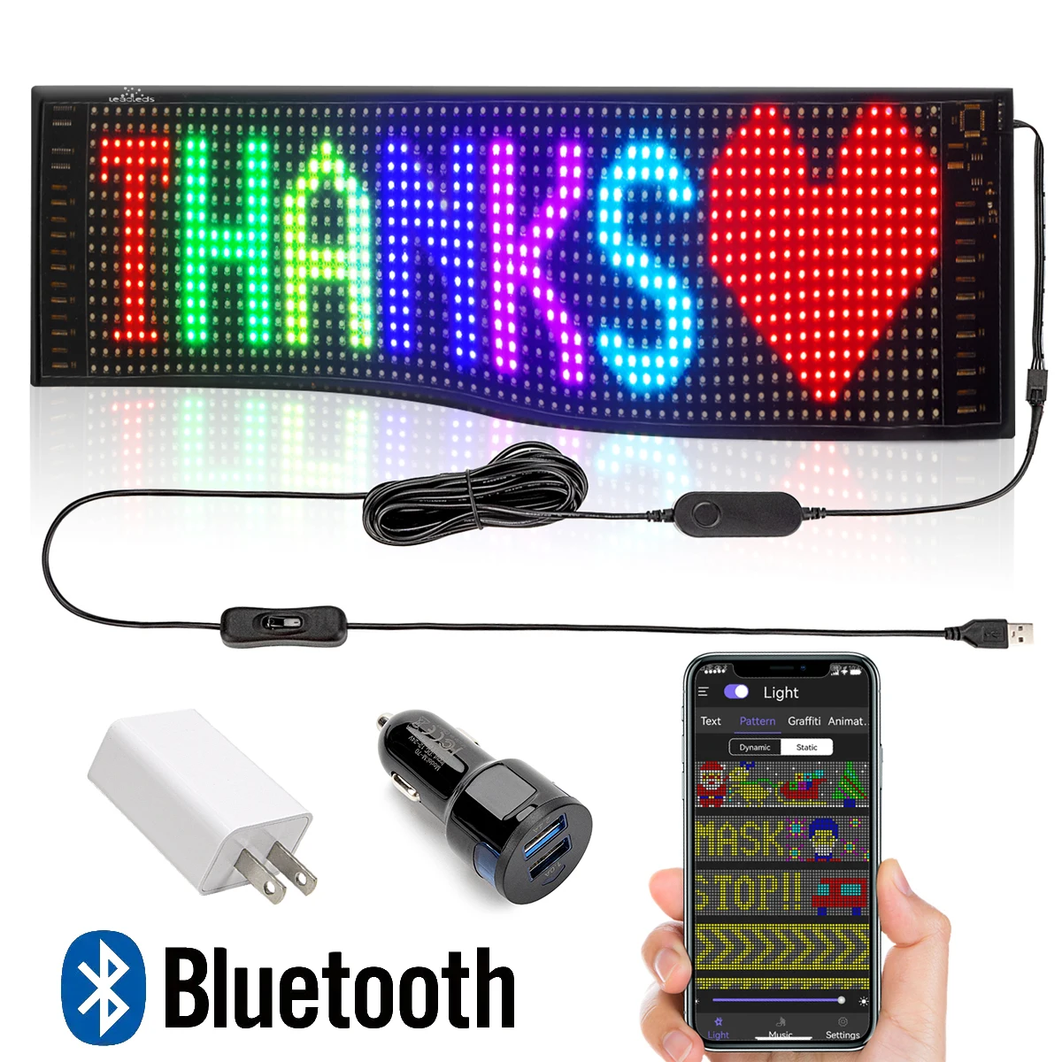 Bluetooth Car LED Display Board Foldable SMD3528 Soft Panel RGB Programmable DIY Pattern Graffiti Text  Animation 47CM