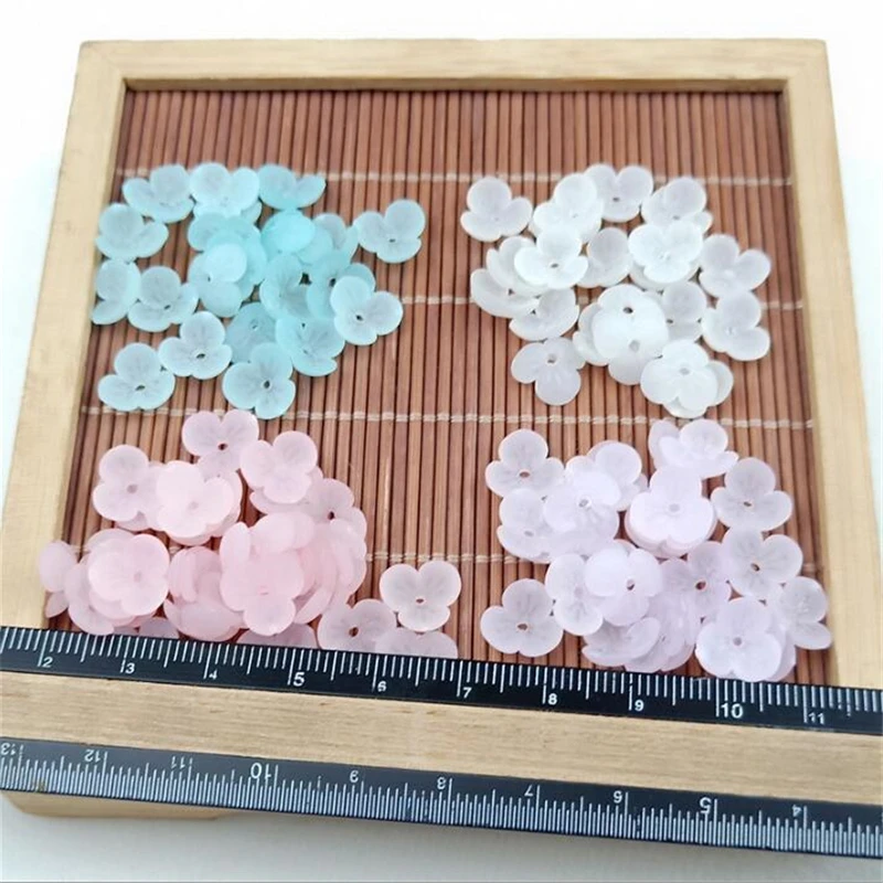 50pcs/lot new matte acrylic torus resin flower beads connectors for diy fashion earrings hairpin jewelry craft accessories