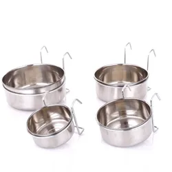 Cat Hanger Cage Cup Stainless Steel Pet Feeding Tools Stationary Dog Bowl Hanging Feeder Dish Travel Food Water Bowls