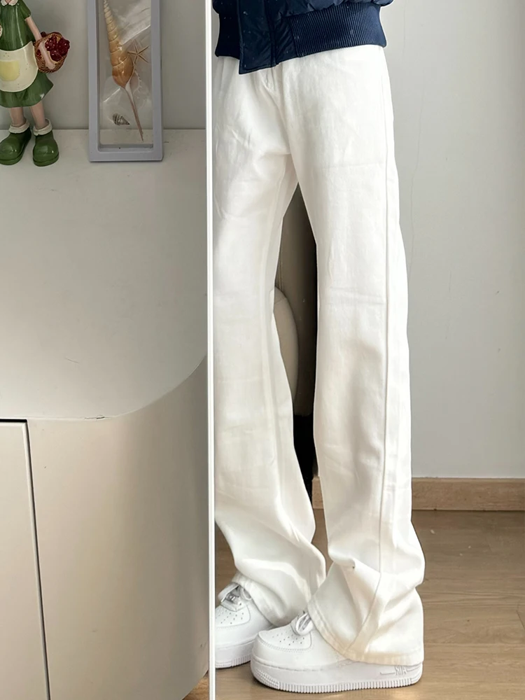 

Cleanfit White Bell Bot Jeans Men's Straight Leg Slimming High Street Narrow Version American Sle Knife Pants