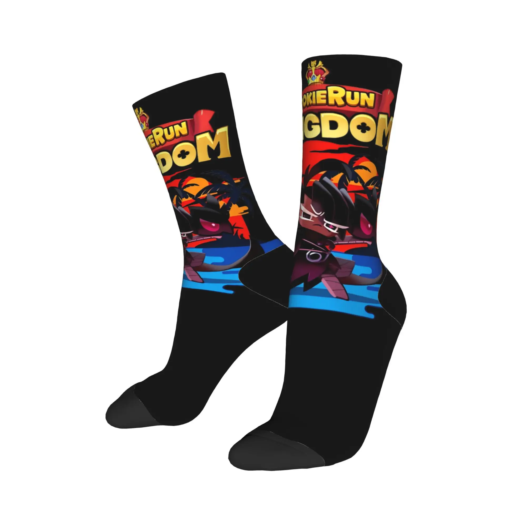 Funny Summer Cookie Dark raisin cookie Basketball Socks Cookie Run Kingdom Polyester Middle Tube Socks for Unisex Non-slip