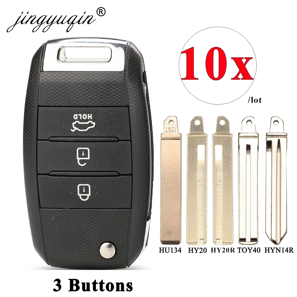 10pcs Flip Remote Car Key Shell For Kia K3 K4 K5 Sportage Carens Cerato Forte Rio Sorento Ceed Stonic Stinger Picanto Rondo Soul