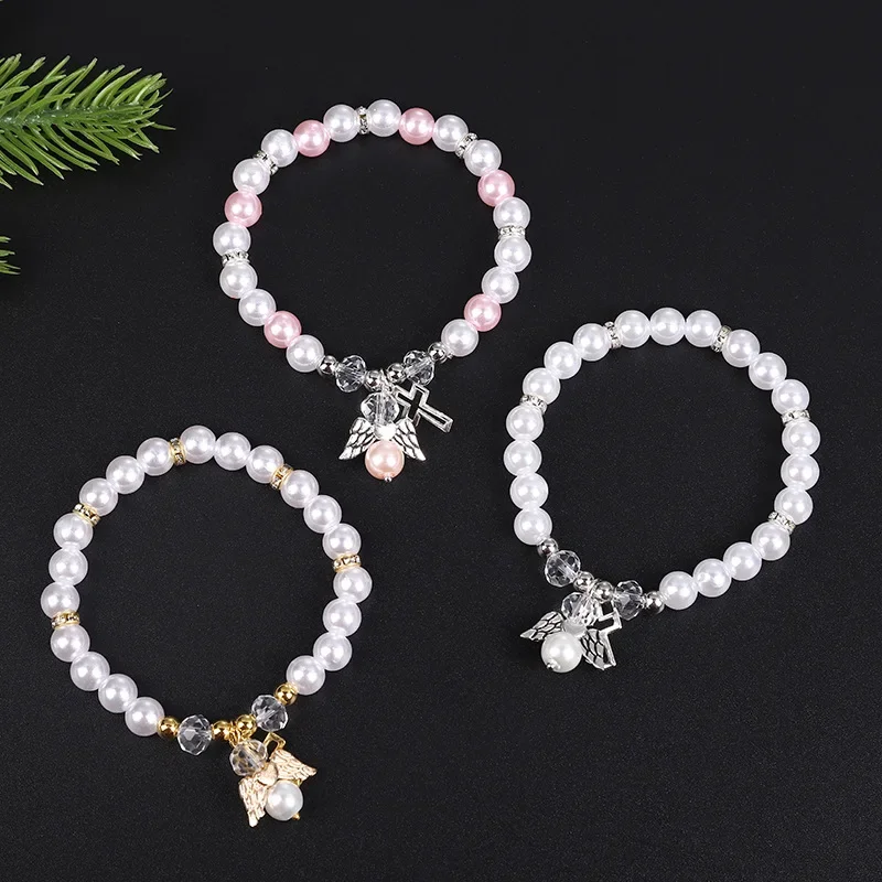 New Exquisite Angel Cross Bracelet Women\'S Shower Gift Bracelet Religious Jewelry Girls Boys Holy Communion Baptismal Anniversar