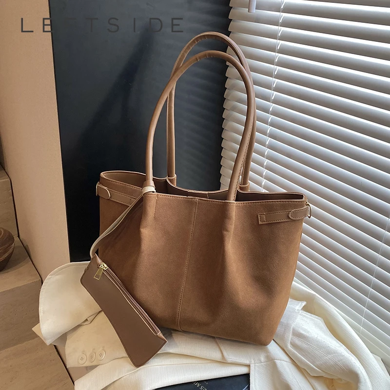 

Левая сторона, женская сумка на плечо из искусственной замши, зима 2024, маленькие сумки-тоут в стиле ретро, роскошные дизайнерские трендовые женские брендовые сумки и кошельки