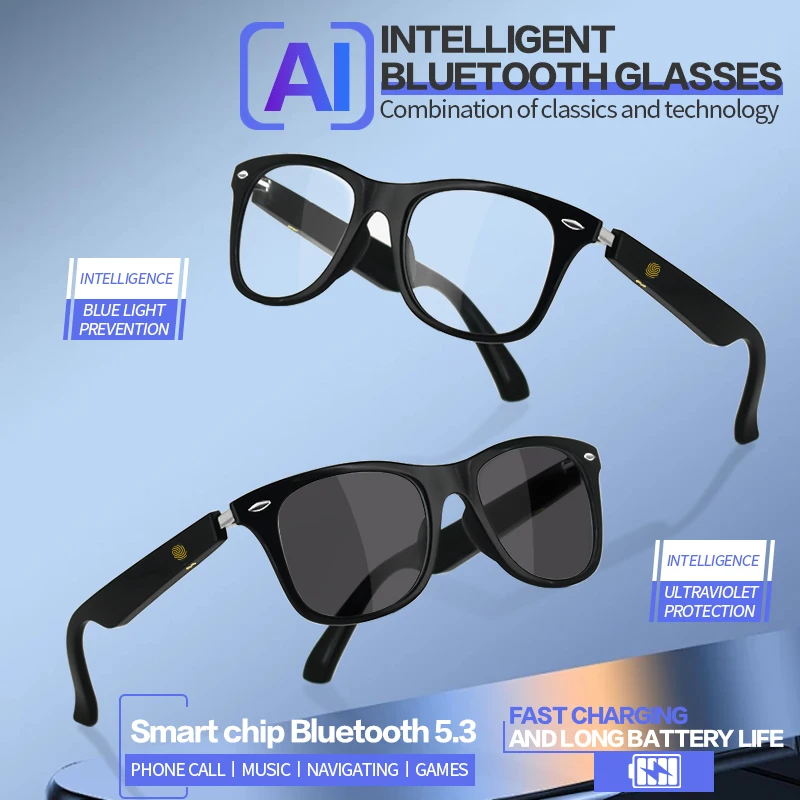 NEW MZ08 Intelligent Bluetooth Glasses Polarized Lens Listening to Music and Calling Sunglasses Can be Equipped with Myopia Lens