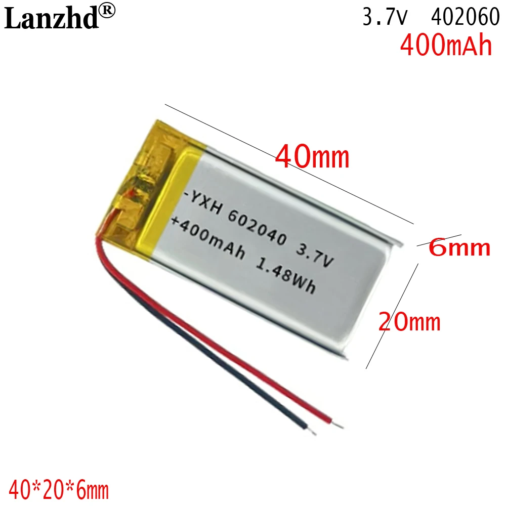 3.7V polymer battery For early education machine GPS navigator Bluetooth speaker built-in battery cell 602040 400mAh