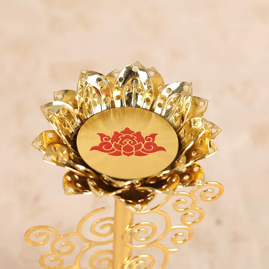 Metal Gold Candle Holder Candelabrum Chinese Vintage Butter Lamp Buddhist Utensils Golden Home Decoration