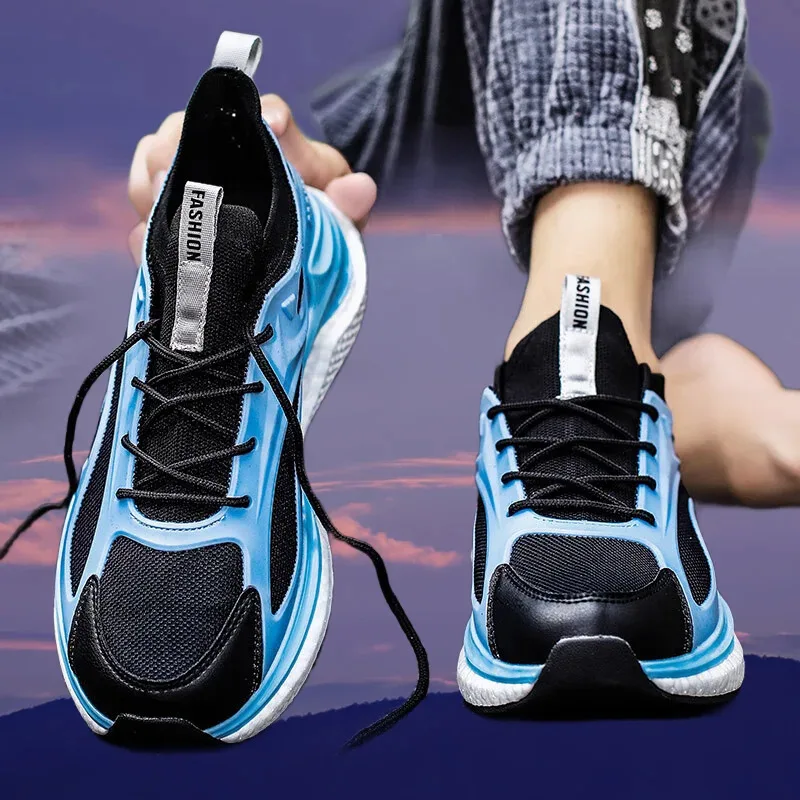 أحذية ركض رجالية ذات وسادة هوائية أحذية رياضية شبكية قابلة للتنفس لممارسة الرياضة والمشي كاجوال ونعل ناعم للراحة