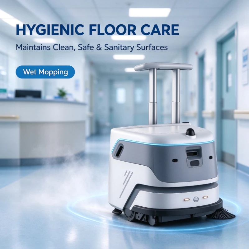 Customized Commercial Autonomous Floor Cleaning Robot With Handle Intelligent Navigation For Hotel Office Floor Sweep Wash