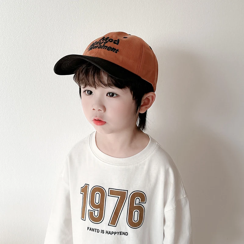 Spring Summer Baby Baseball Hats Letter Pattern Contrast Color Outdoor Children Sun Hat Cotton Peaked Caps For Kids Boys Girls