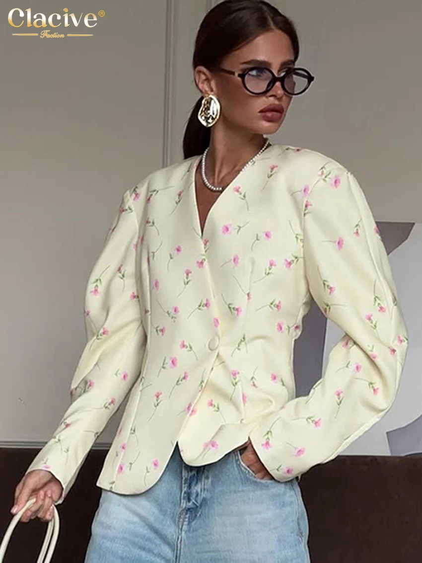 Elegant Women's V-Neck Long Sleeve Casual Print Shirt 2025