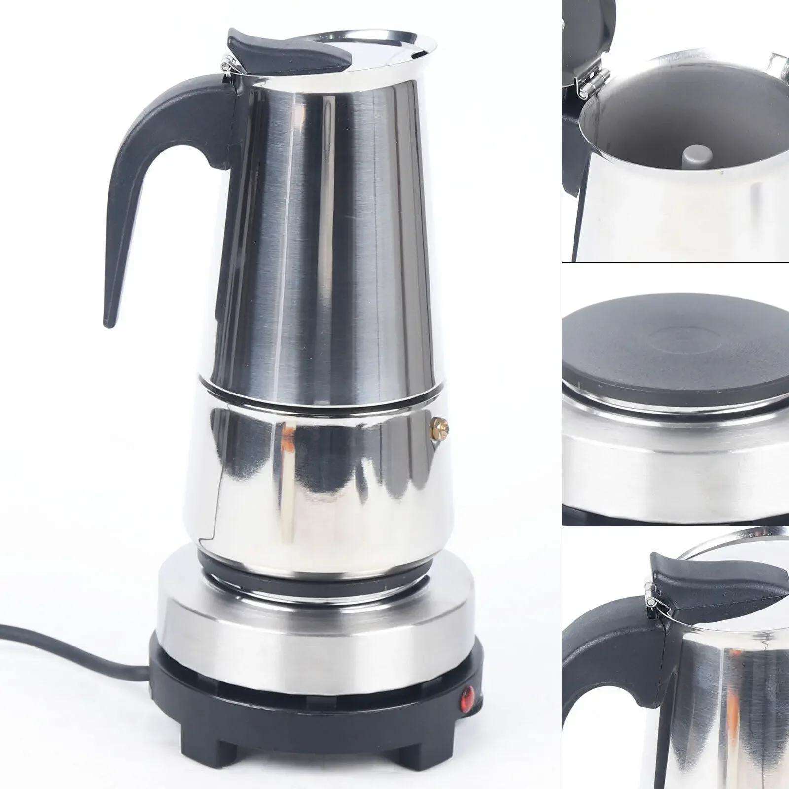 

450ml Italian Moka Pot – 9-Cup Stainless Steel Stovetop Espresso Maker