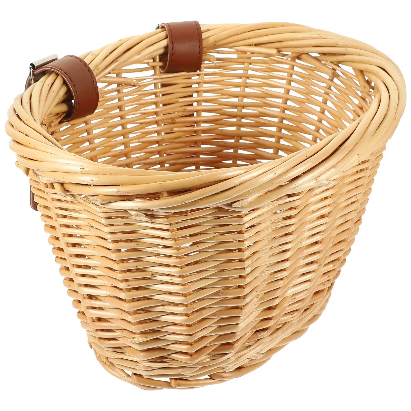 

Vintage Rattan Bicycle Basket Willow Wicker Front Handlebar Attachment Easy Install Water Resistant Outdoor Cycling